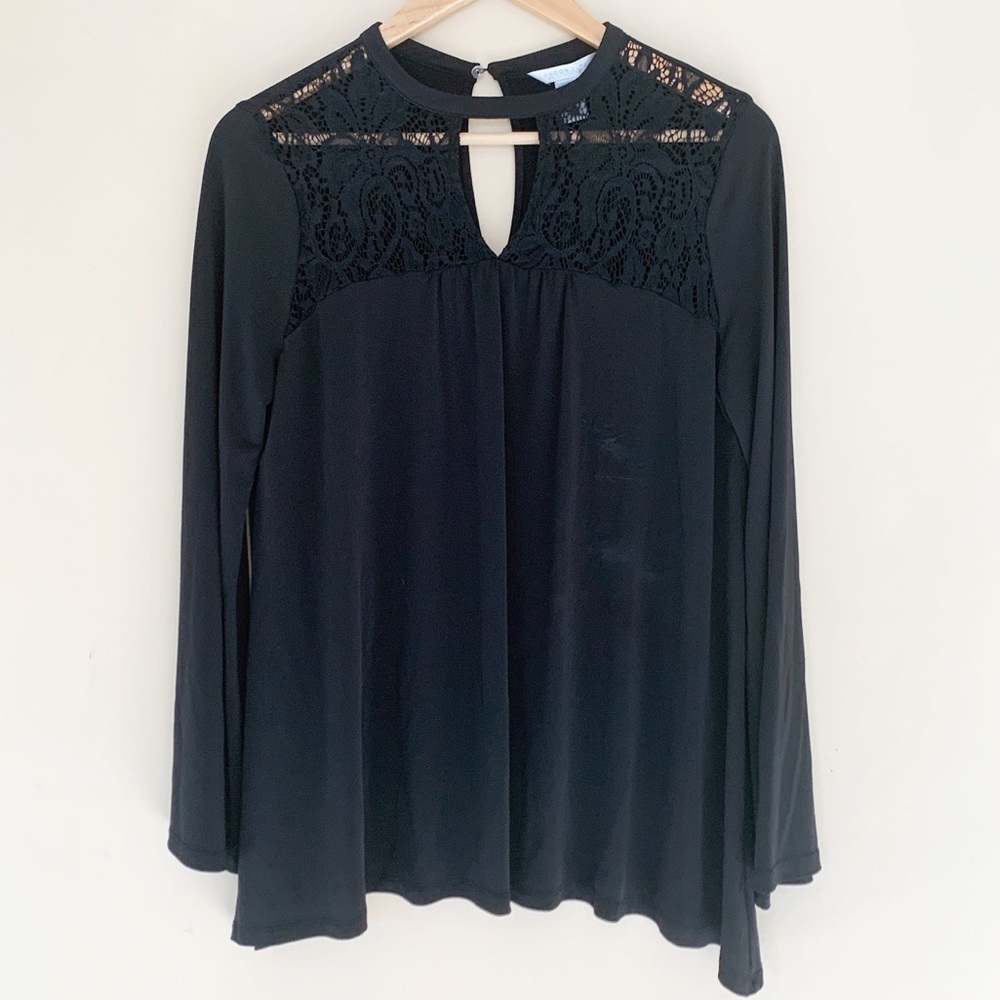 Black London Times Blouse with Lace detail